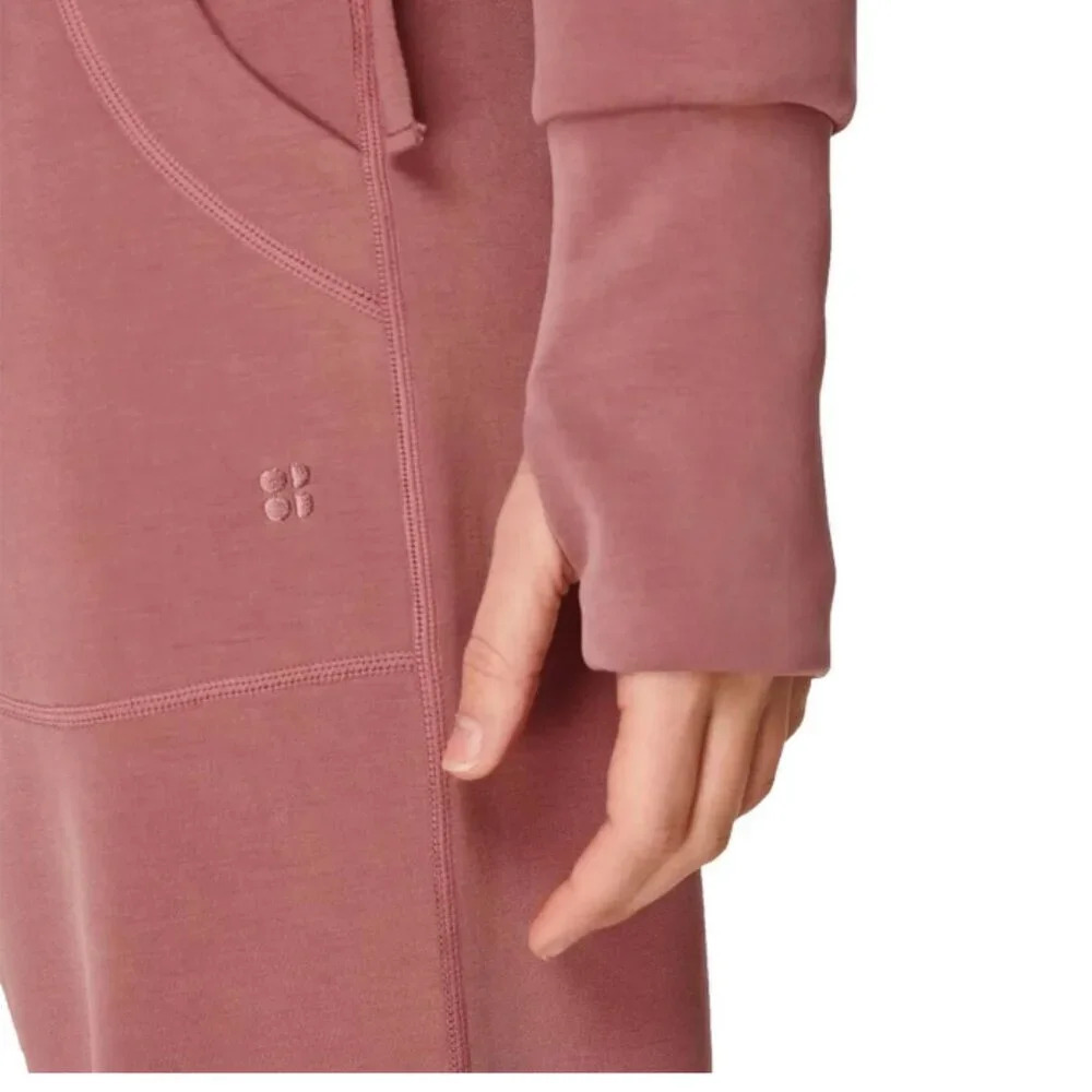 Sweaty Betty Sand Wash Half-Zip Sweatshirt Mauve Pink Size 16 - Picture 3 of 10